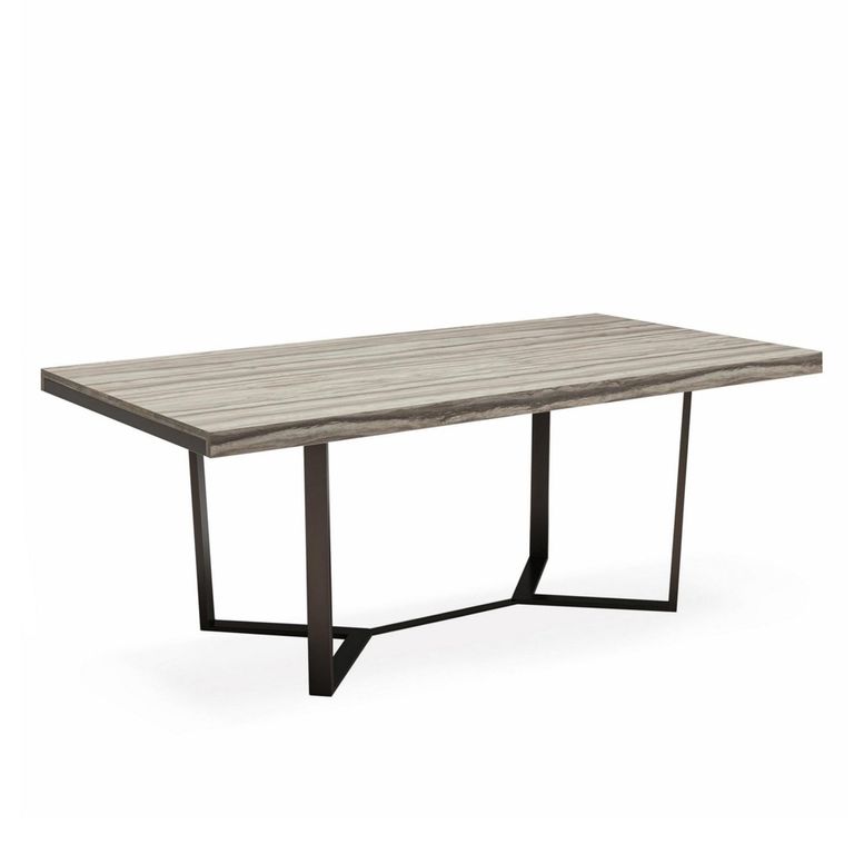 Jupiter Extending Dining Table - 205cm-309cm - 8-12 Seater - Geometric Base - Eco Stone and Black