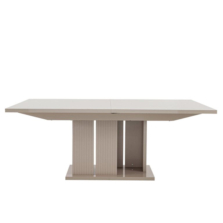 Claire Extending Dining Table - 160cm-210cm - 6-8 Seater - Pedestal - Pearl Line Eco Veneer High Gloss