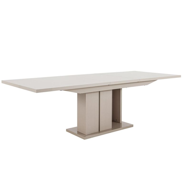 Claire Extending Dining Table - 196cm-250cm - 8-10 Seater - Pedestal - Pearl Line Eco Veneer High Gloss