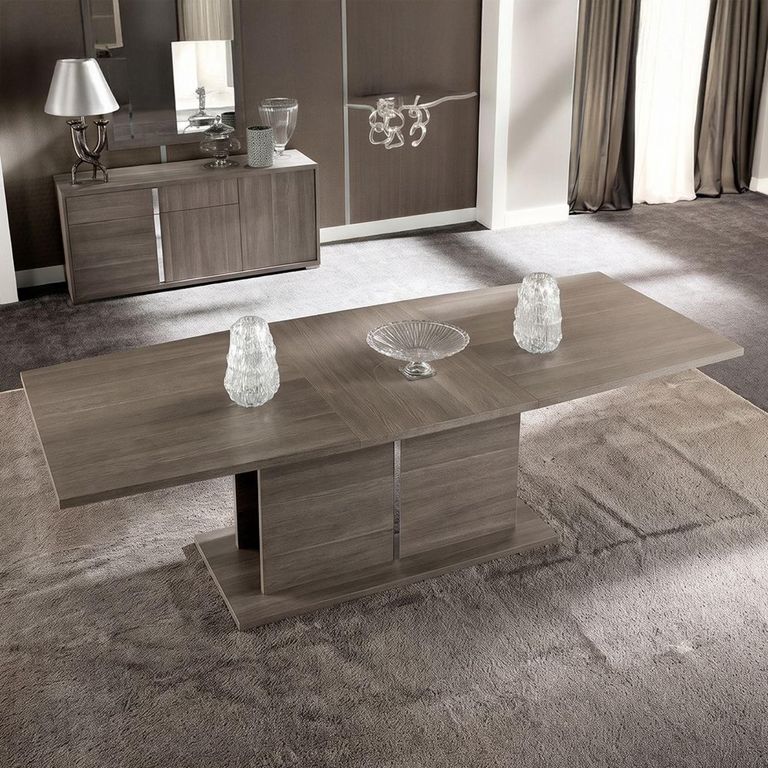 Tivoli Extending Pedestal Dining Table - 8-10 Seater - 196cm-250cm - Grey Wood