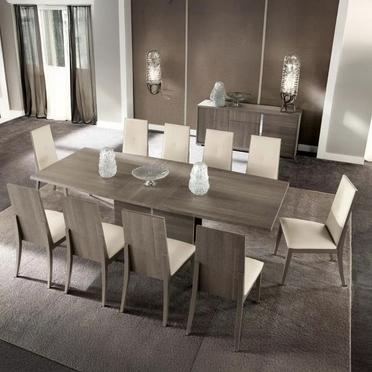 Tivoli Extending Pedestal Dining Table - 8-10 Seater - 196cm-250cm - Grey Wood