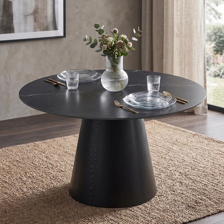 Calgary Dining Table - 110cm - 4 Seater - Round - Black