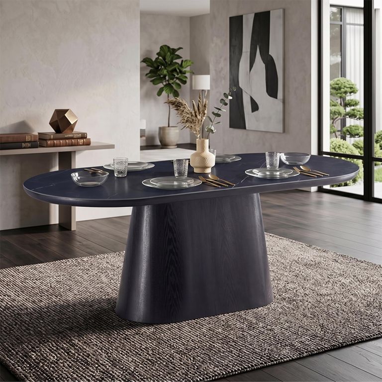 Calgary Dining Table - 200cm - 8 Seater - Oval - Black