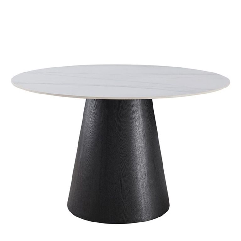 Calgary Dining Table - 110cm - 4 Seater - Round - White and Black