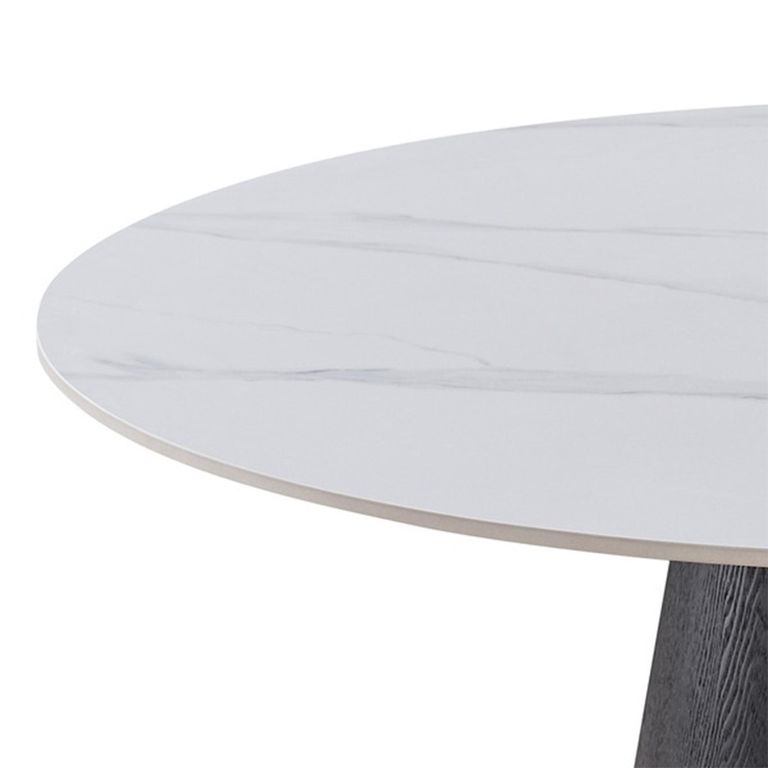 Calgary Dining Table - 110cm - 4 Seater - Round - White and Black