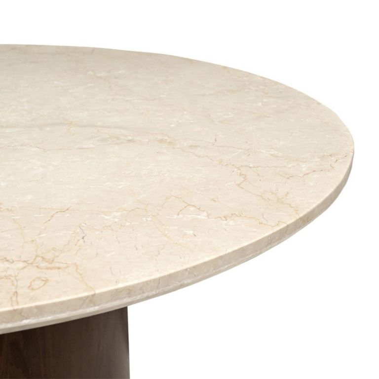 Brix Bottecino Dining Table - 120cm - 4 Seater - Round - Pedestal - Chestnut - Ceramic and Mango Wood
