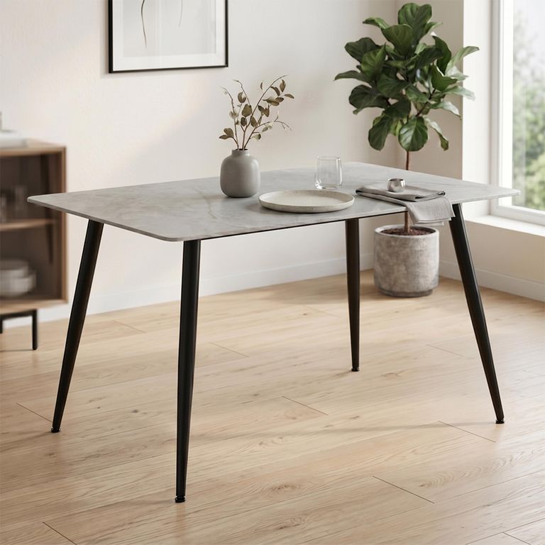 Argenta Dining Table - 120cm - 4 Seater - Grey and Black - Sintered Stone Top