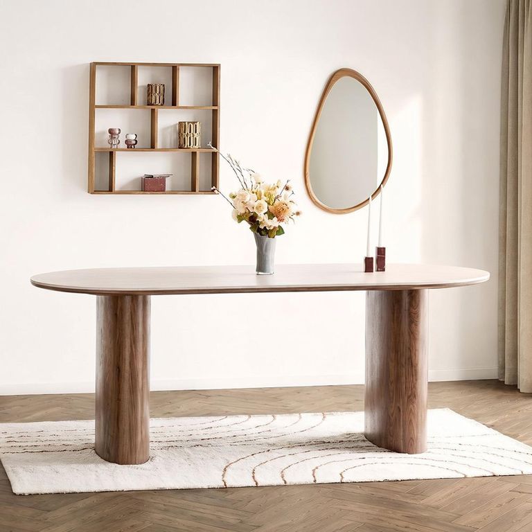 Delphi Dining Table - 210cm - 8 Seater - Oval - Dark Brown - Ceramic and Wooden
