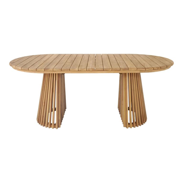 Berja Dining Table - 200cm - 8 Seater - Oval - Slatted Base - Natural - Teak Wood