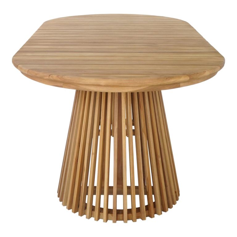 Berja Dining Table - 200cm - 8 Seater - Oval - Slatted Base - Natural - Teak Wood