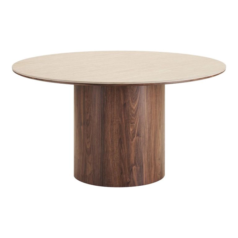 Delphi Dining Table - 140cm - 6 Seater - Round - Pedestal Base - Dark Brown - Ceramic and Wooden