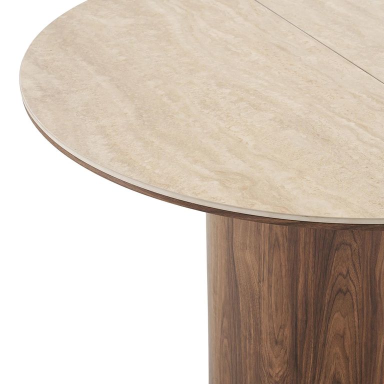 Delphi Extending Dining Table - 120cm-200cm - 4-8 Seater - Round - Dark Brown - Ceramic and Wooden
