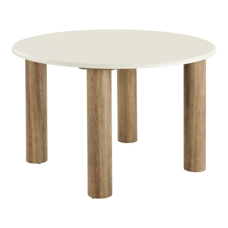 Fondi Dining Table - 120cm - 4 Seater - Round - White and Brown - Cement Look