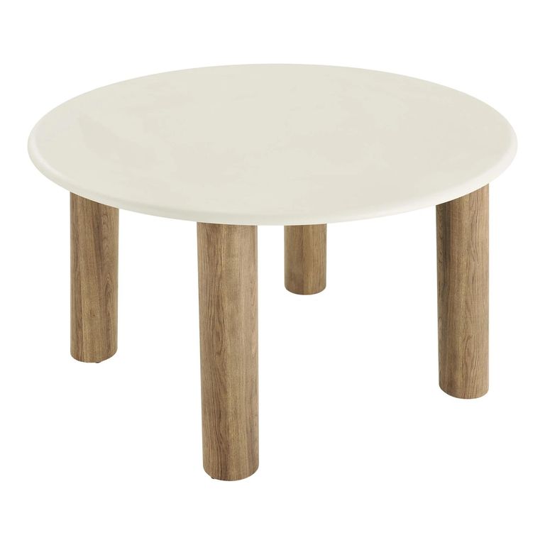 Fondi Dining Table - 120cm - 4 Seater - Round - White and Brown - Cement Look
