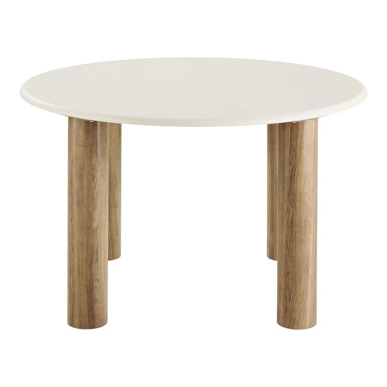 Fondi Dining Table - 120cm - 4 Seater - Round - White and Brown - Cement Look