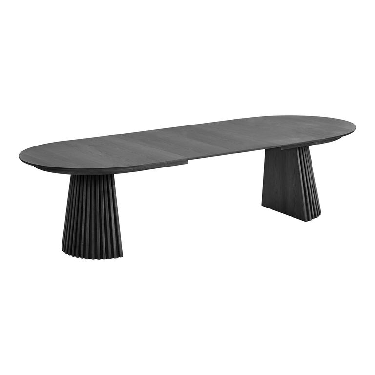 Osaka Oak Extending Dining Table - 200cm-300cm - 8-12 Seater - Oval - Slatted Base - Black