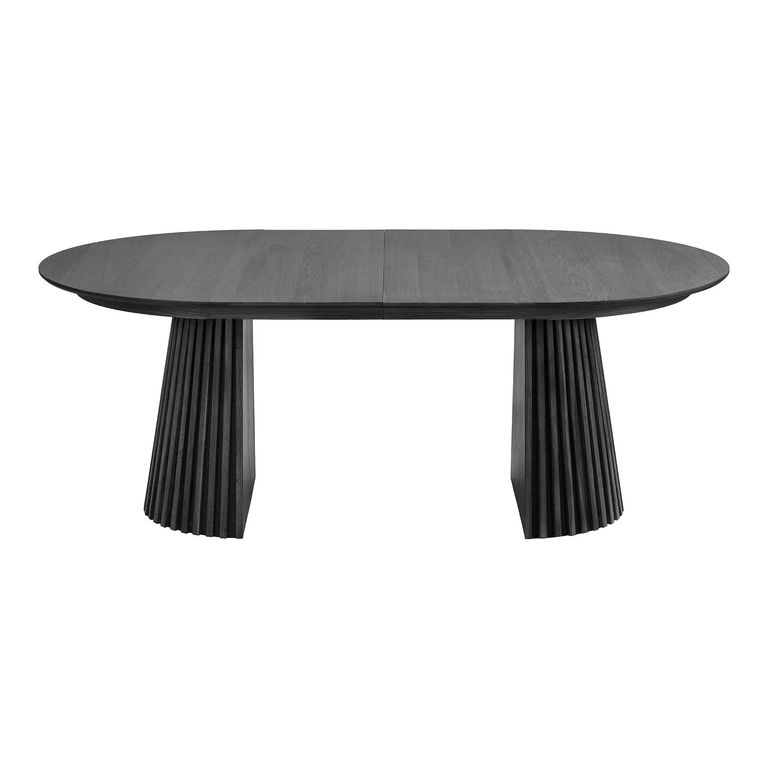 Osaka Oak Extending Dining Table - 200cm-300cm - 8-12 Seater - Oval - Slatted Base - Black