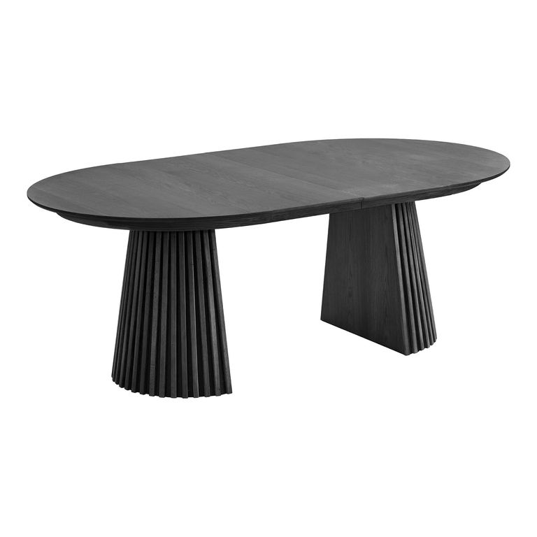 Osaka Oak Extending Dining Table - 200cm-300cm - 8-12 Seater - Oval - Slatted Base - Black