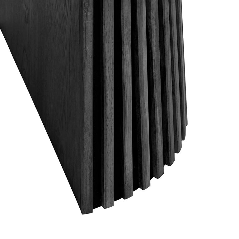 Osaka Oak Extending Dining Table - 200cm-300cm - 8-12 Seater - Oval - Slatted Base - Black