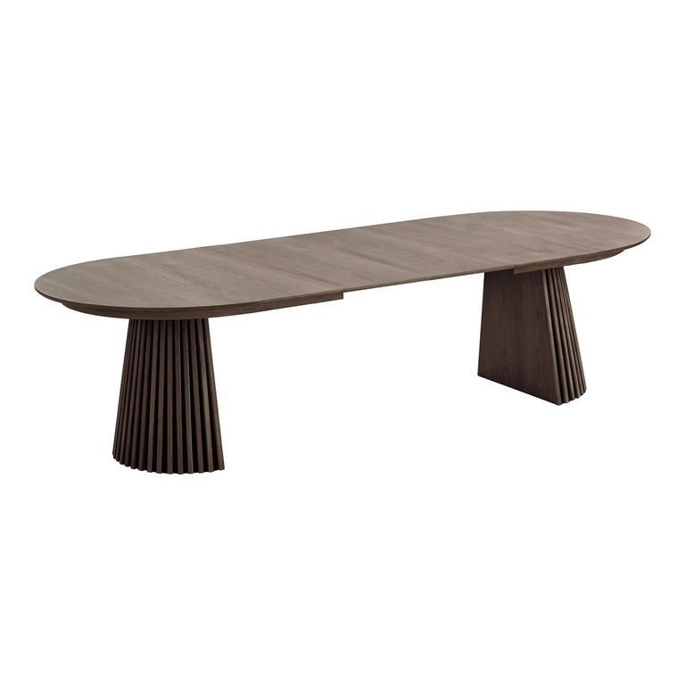 Osaka Oak Extending Dining Table - 200cm-300cm - 8-12 Seater - Oval - Slatted Base - Smoked