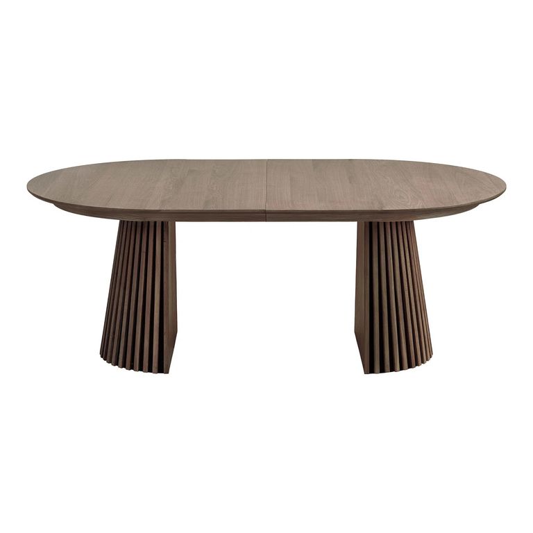 Osaka Oak Extending Dining Table - 200cm-300cm - 8-12 Seater - Oval - Slatted Base - Smoked