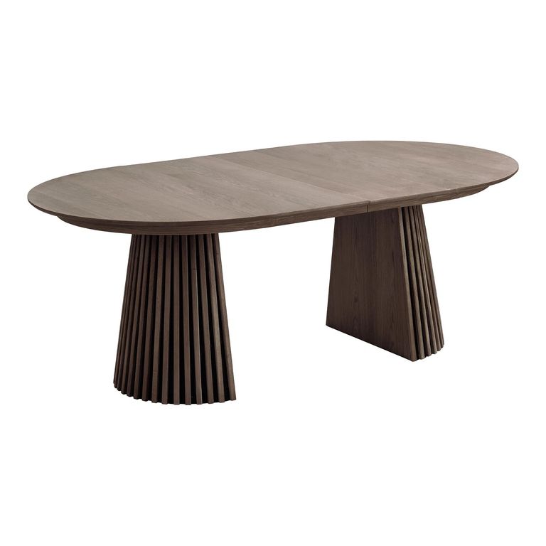 Osaka Oak Extending Dining Table - 200cm-300cm - 8-12 Seater - Oval - Slatted Base - Smoked