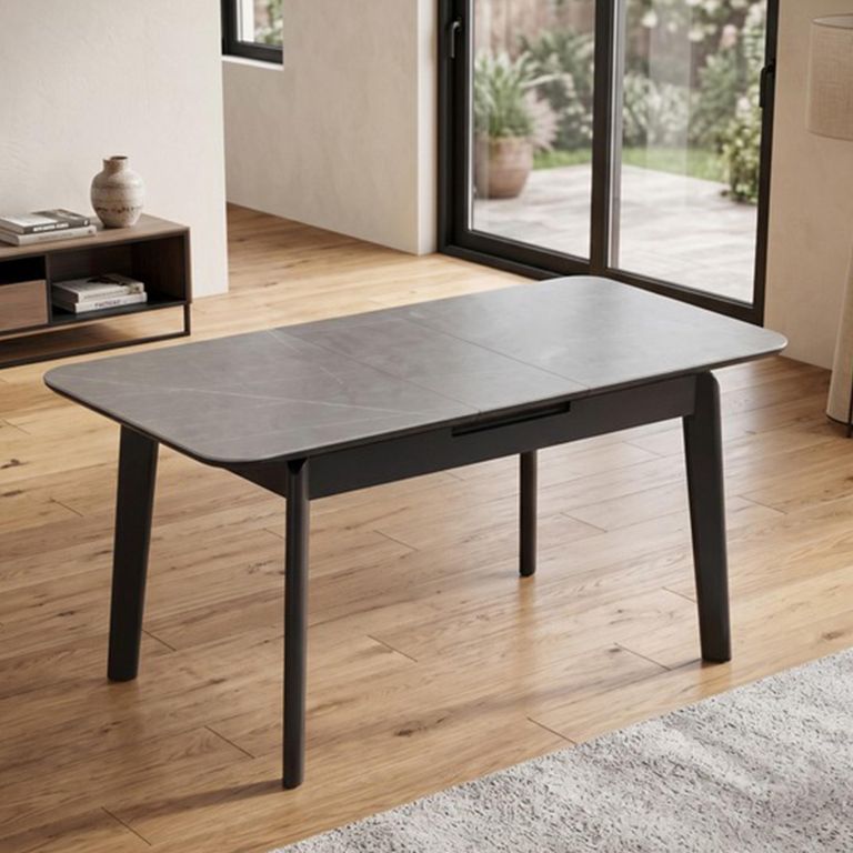 Turin Extending Dining Table - 130cm-160cm - 4-6 Seater - Grey and Black - Sintered Stone Top