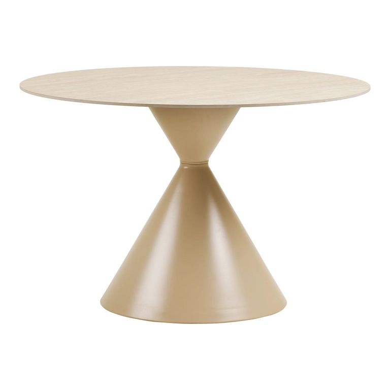 Annecy Dining Table - 120cm - 4 Seater - Round - Hourglass Base - Sand - Ceramic and Metal