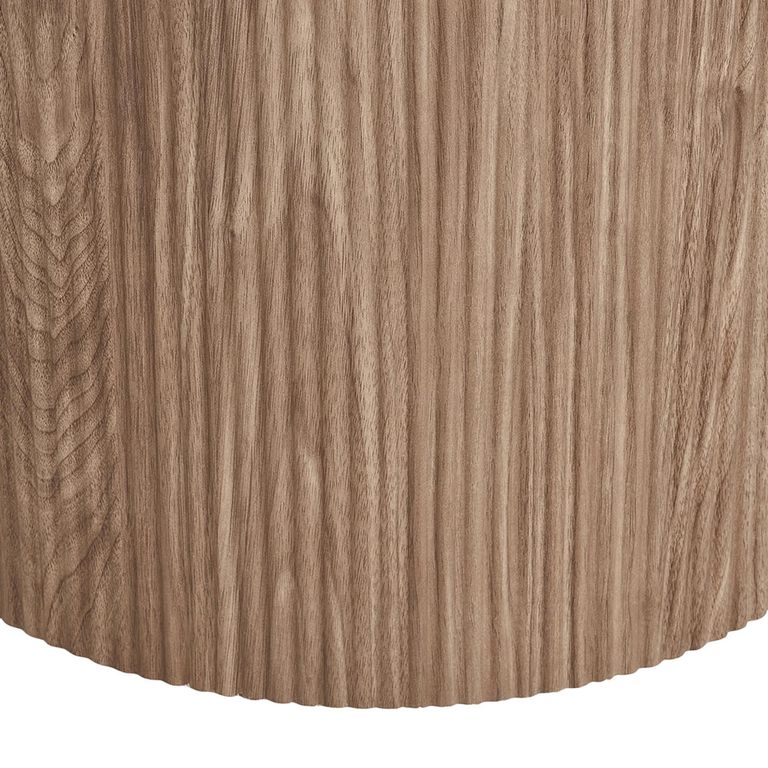 Athens Dining Table - 120cm - 4 Seater - Round - Fluted Base - White and Brown - Ceramic and Wooden