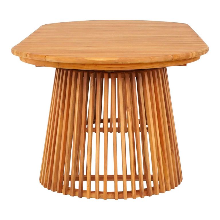 Berja Dining Table - 200cm - 8 Seater - Oval - Slatted Base - Warm Natural - Teak Wood