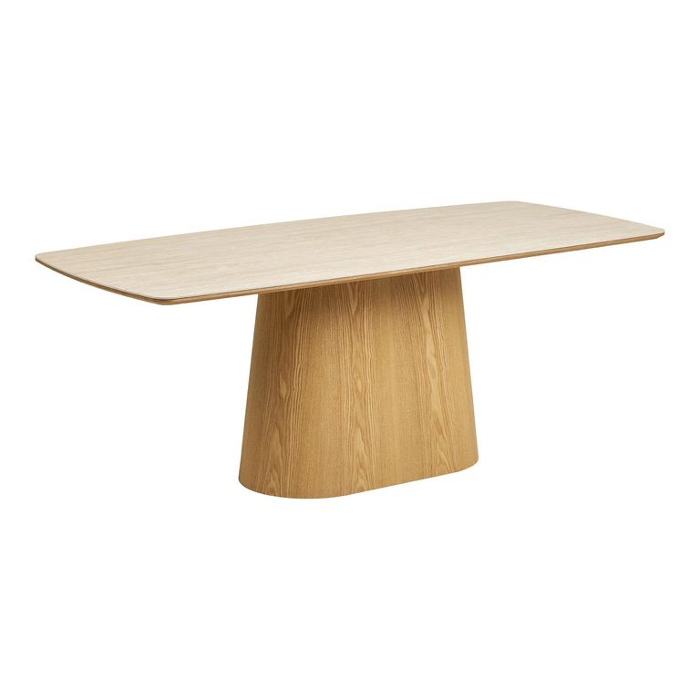 Noli Dining Table - 200cm - 8 Seater - Pedestal Base - Natural - Ceramic and Wooden