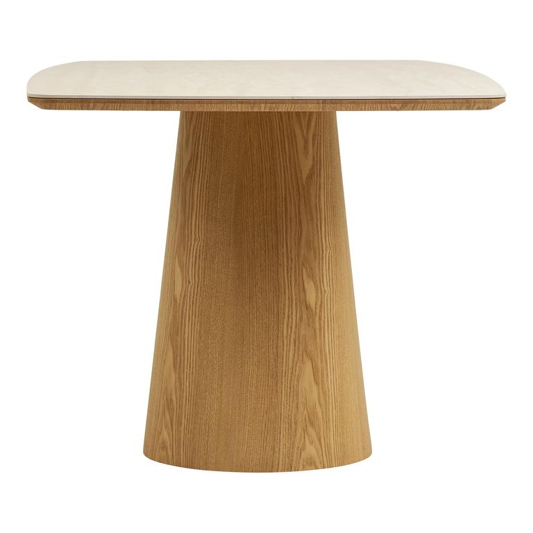 Noli Dining Table - 200cm - 8 Seater - Pedestal Base - Natural - Ceramic and Wooden