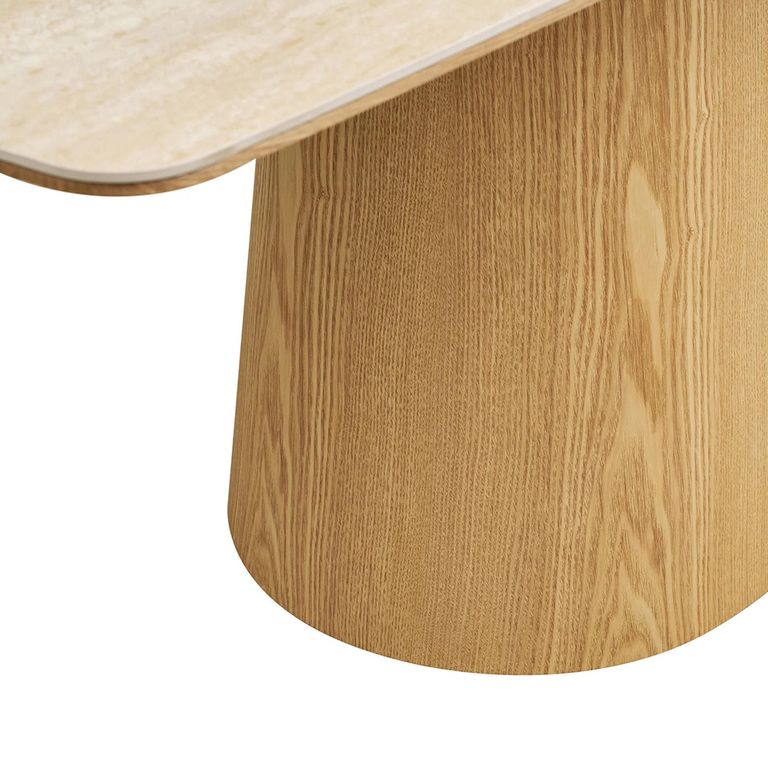Noli Dining Table - 200cm - 8 Seater - Pedestal Base - Natural - Ceramic and Wooden