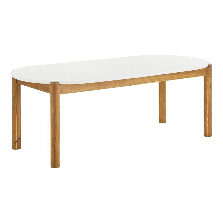 Terracina Outdoor Dining Table - 210cm - 8 Seater - Oval - White and Natural - Terrazzo and Acacia Wood