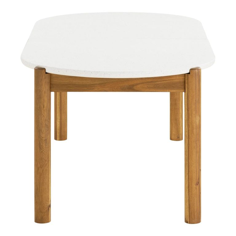 Terracina Outdoor Dining Table - 210cm - 8 Seater - Oval - White and Natural - Terrazzo and Acacia Wood