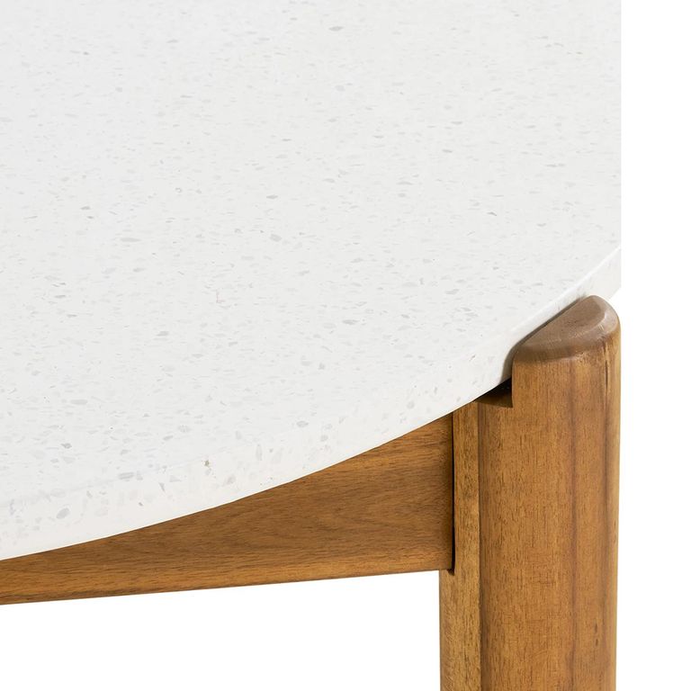Terracina Outdoor Dining Table - 210cm - 8 Seater - Oval - White and Natural - Terrazzo and Acacia Wood