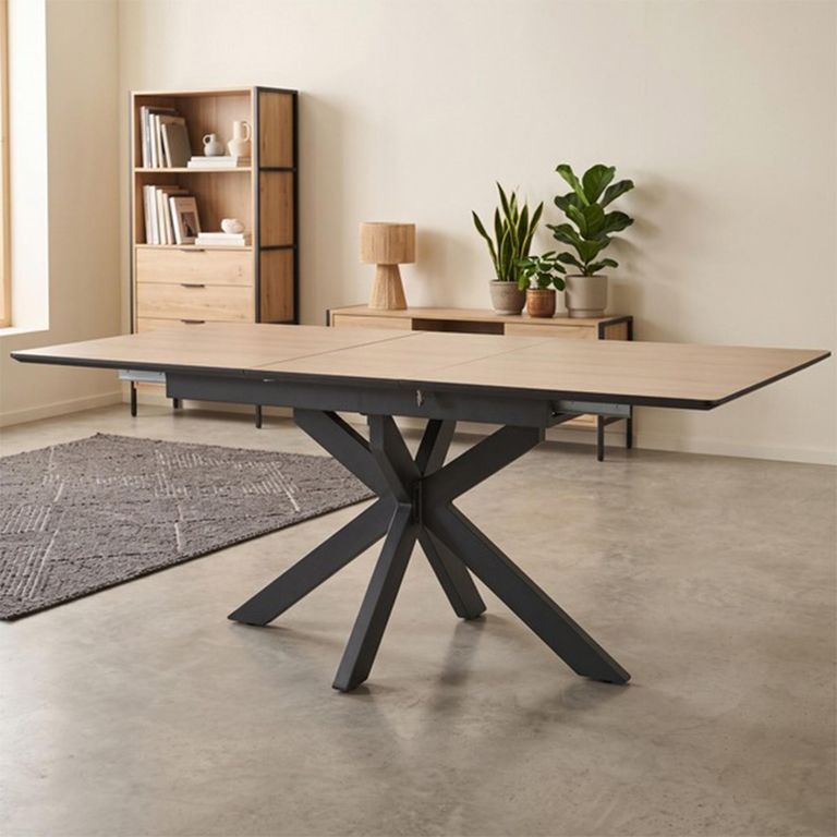 Infiniti Dune Oak Butterfly Extending Dining Table - 140cm-180cm - 4-8 Seater - Spider Leg