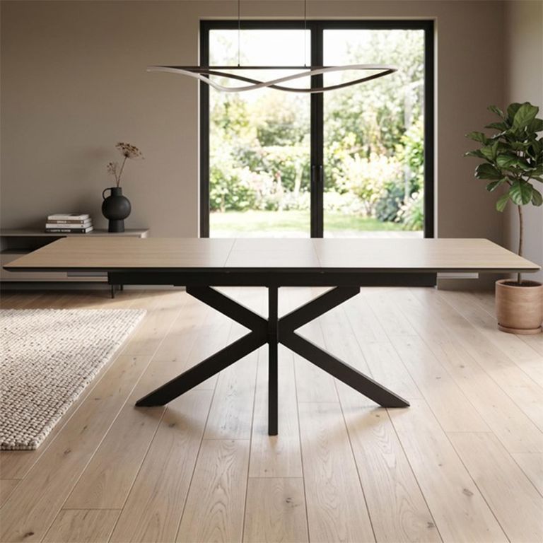 Infiniti Dune Oak Butterfly Extending Dining Table - 180cm-220cm - 8-10 Seater - Spider Leg