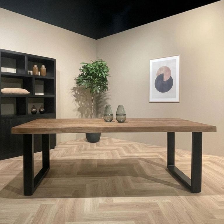 Sturdy Dining Table - 180cm - 6 Seater - Live Edge - U Legs - Natural - Mango Wood