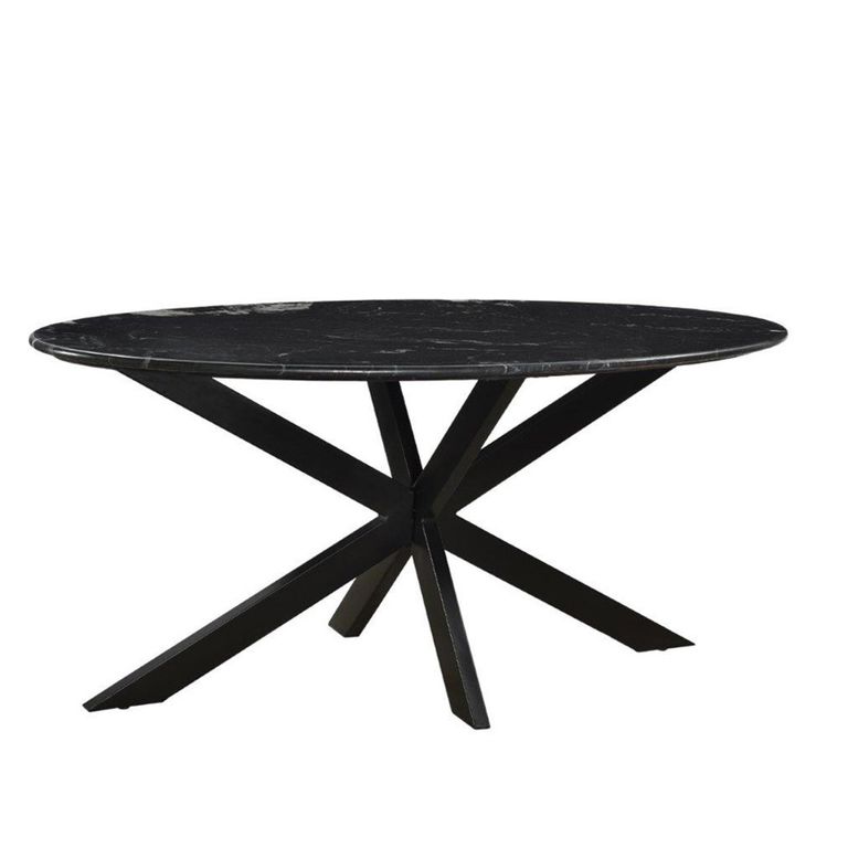 Dining Table - 180cm - 6 Seater - Oval - Spider Legs - Black - Marble