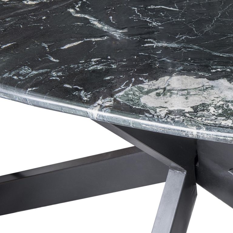 Dining Table - 180cm - 6 Seater - Oval - Spider Legs - Black - Marble