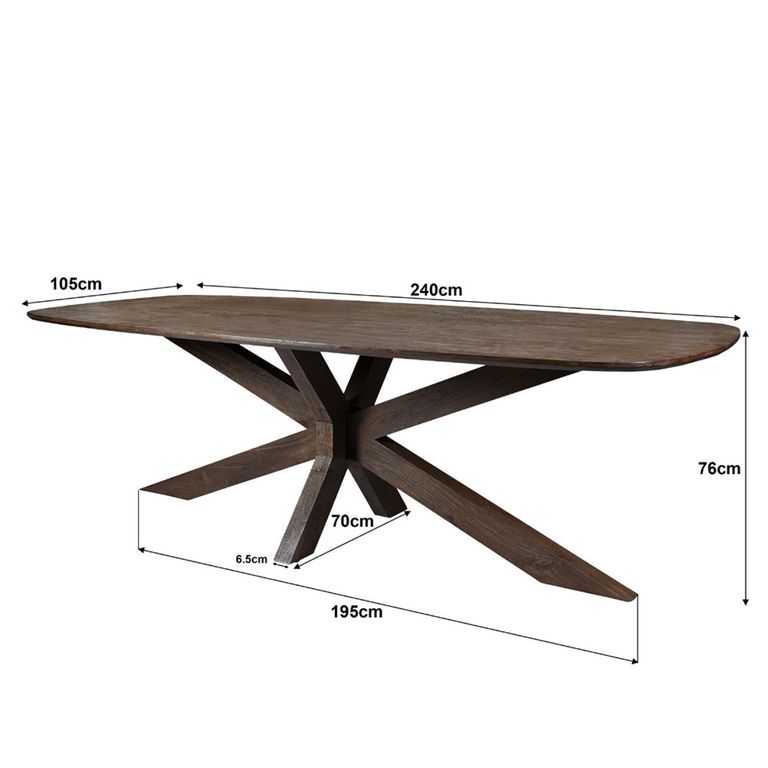 Lissabon Dining Table - 240cm - 8 Seater - Spider Legs - Malta - Mango Wood