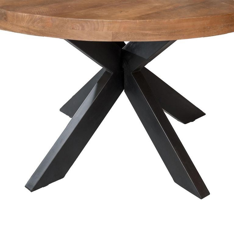 Sturdy Dining Table - 130cm - 6 Seater - Round - Spider Legs - Natural - Mango Wood