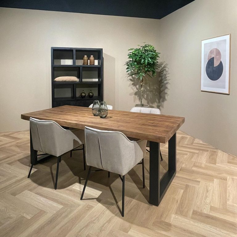 Sturdy Dining Table - 160cm - 6 Seater - U Legs - Natural - Mango Wood