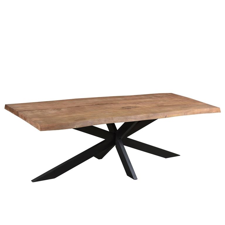 Sturdy Dining Table - 180cm - 6 Seater - Live Edge - Spider Legs - Natural - Mango Wood