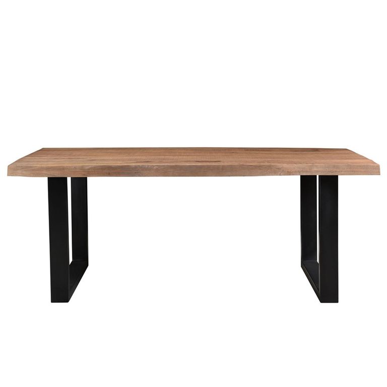 Sturdy Dining Table - 180cm - 6 Seater - Live Edge - U Legs - Natural - Mango Wood