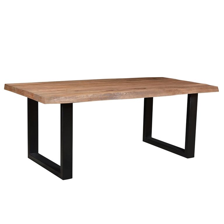 Sturdy Dining Table - 180cm - 6 Seater - Live Edge - U Legs - Natural - Mango Wood
