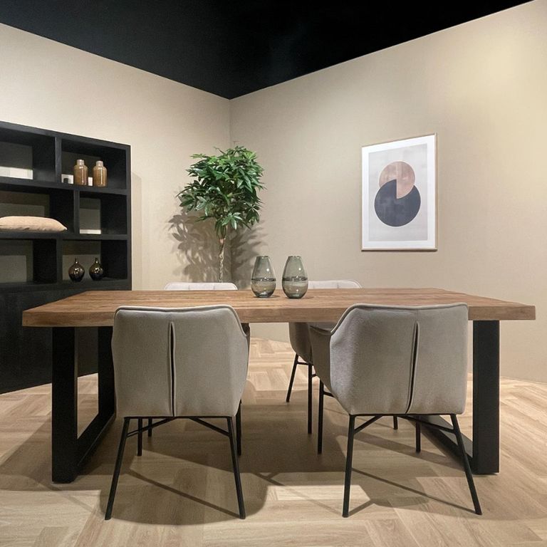 Sturdy Dining Table - 180cm - 6 Seater - Live Edge - U Legs - Natural - Mango Wood