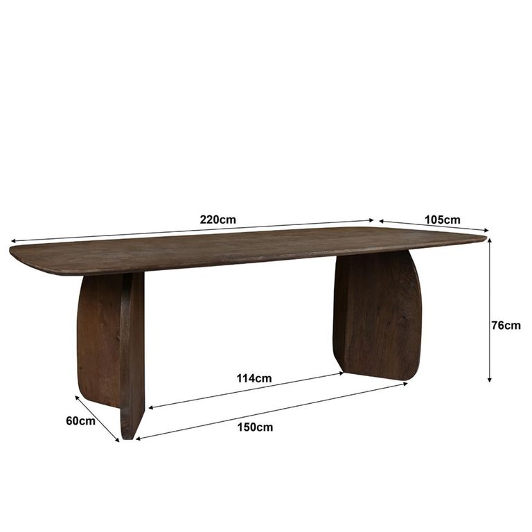 Trevor Dining Table - 220cm - 8 Seater - Malta - Mango Wood