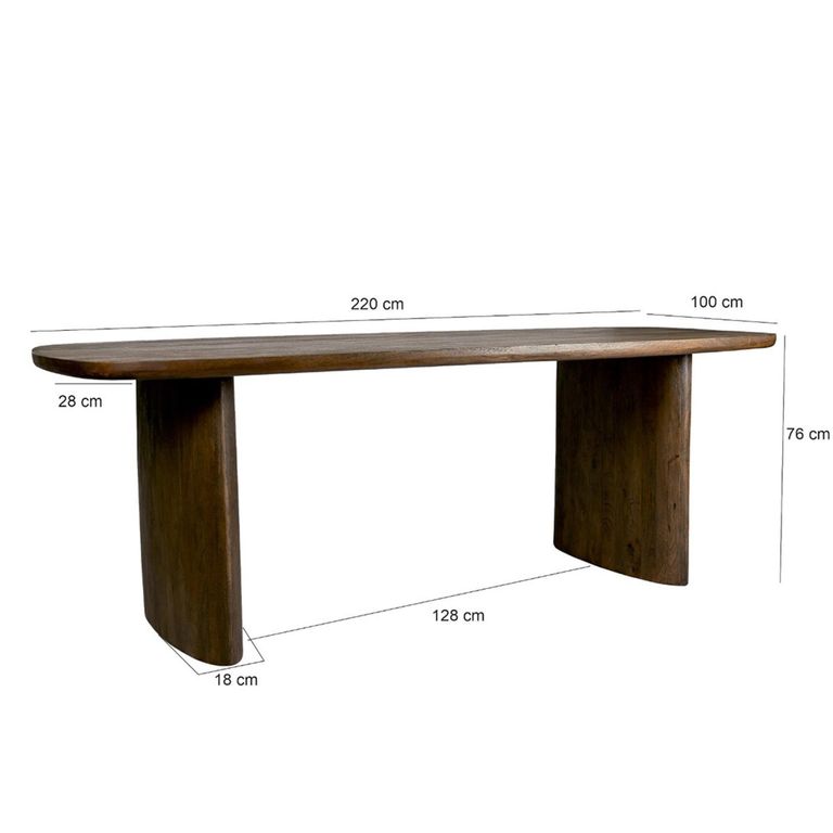 Tyler Curved Dining Table - 220cm - 8 Seater - Malta - Mango Wood